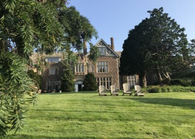 Bonniecrest's brick Tudor revival house above its lawn.