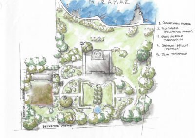Watercolor map of the Miramar estate.