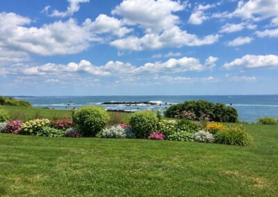 Miramar's back lawn, facing the ocean.